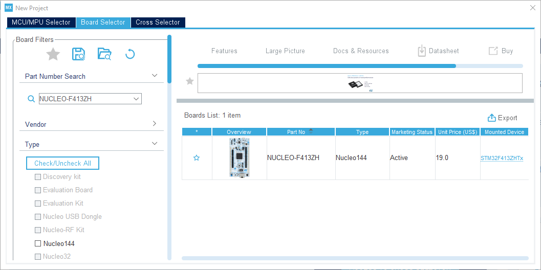 stm32cubemx_select_board